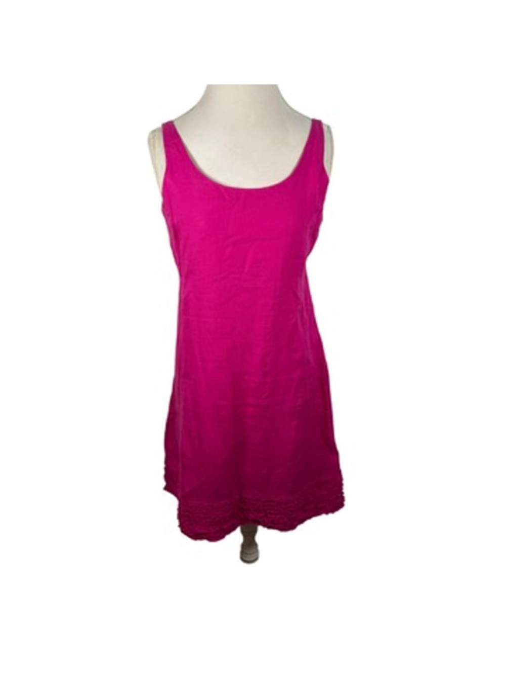 Eileen Fisher System Pink 100% Irish Linen Ruffle Hem Tank Dress Chic Size XS - Picture 2 of 11